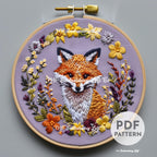 Woodland Fox Hand Embroidery Pattern