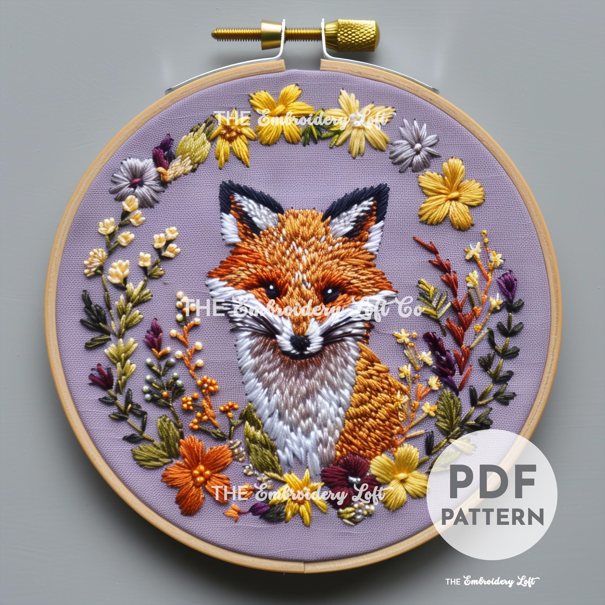Woodland Fox Hand Embroidery Pattern