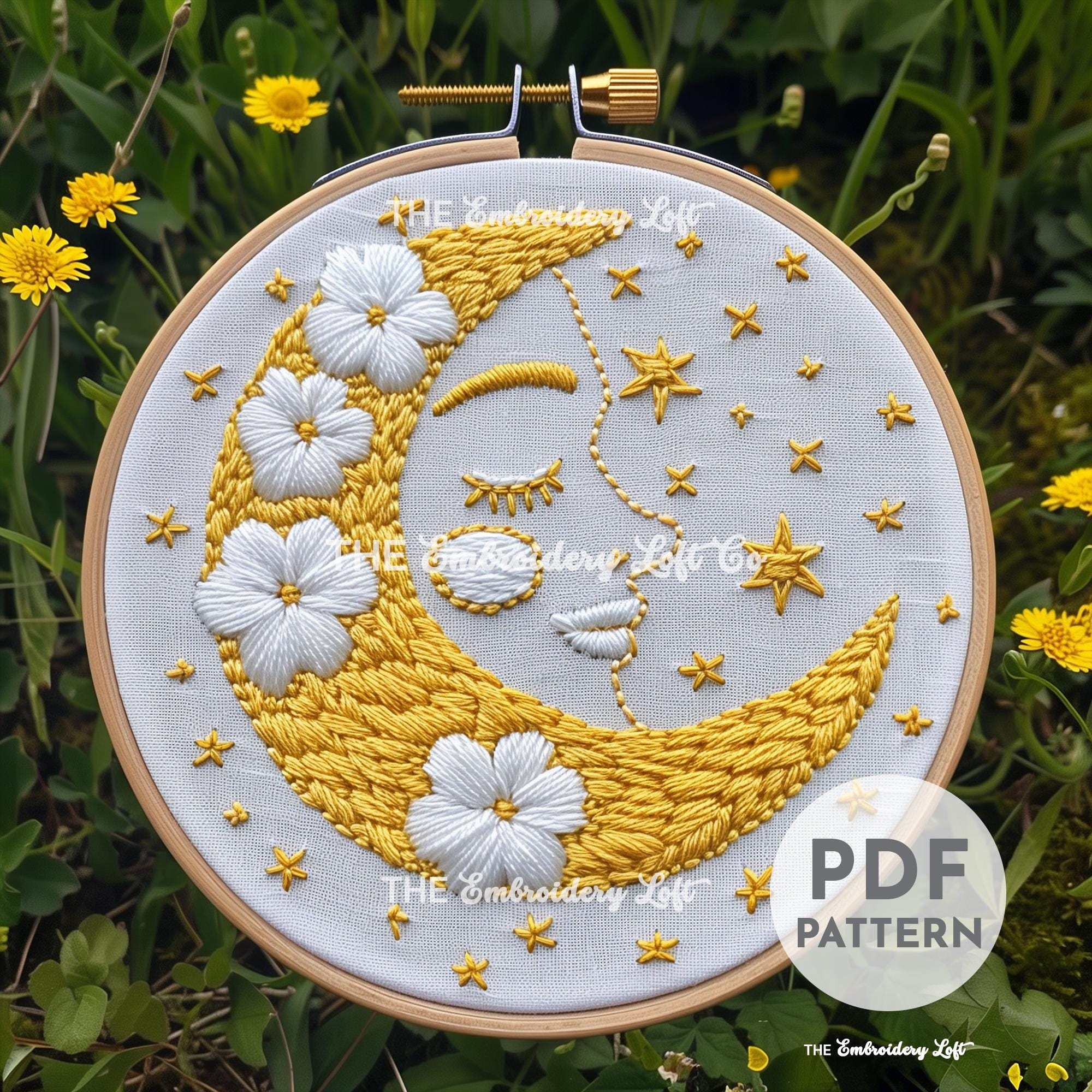 Mother Moon Hand Embroidery Pattern