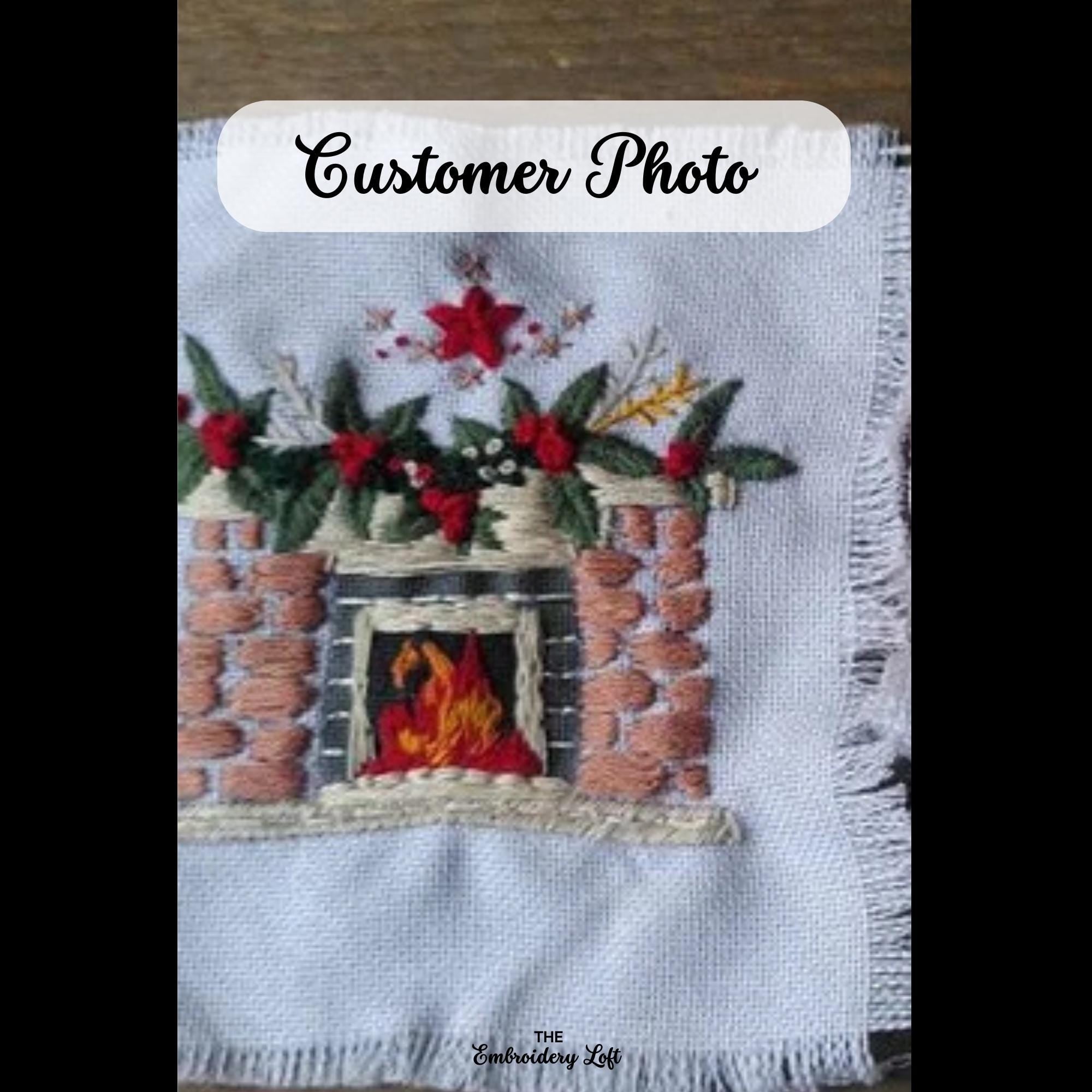 Christmas Fireplace Hand Embroidery Pattern