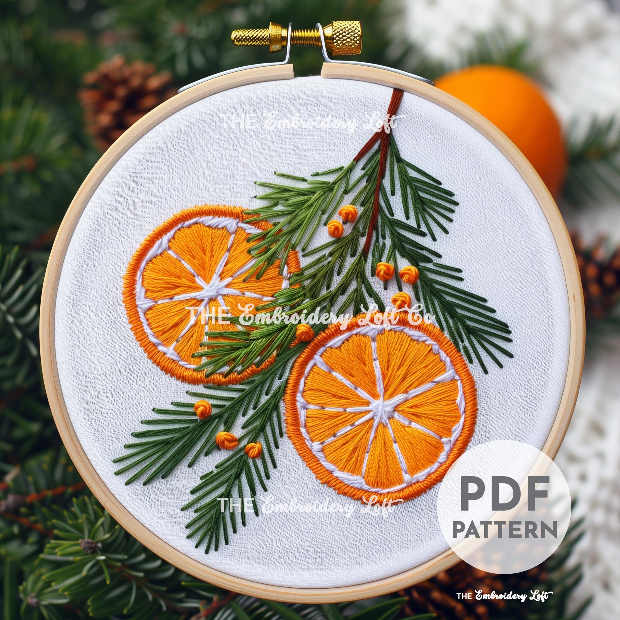 Christmas Oranges Hand Embroidery Pattern