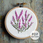 Pink Highland Heathers Hand Embroidery Pattern