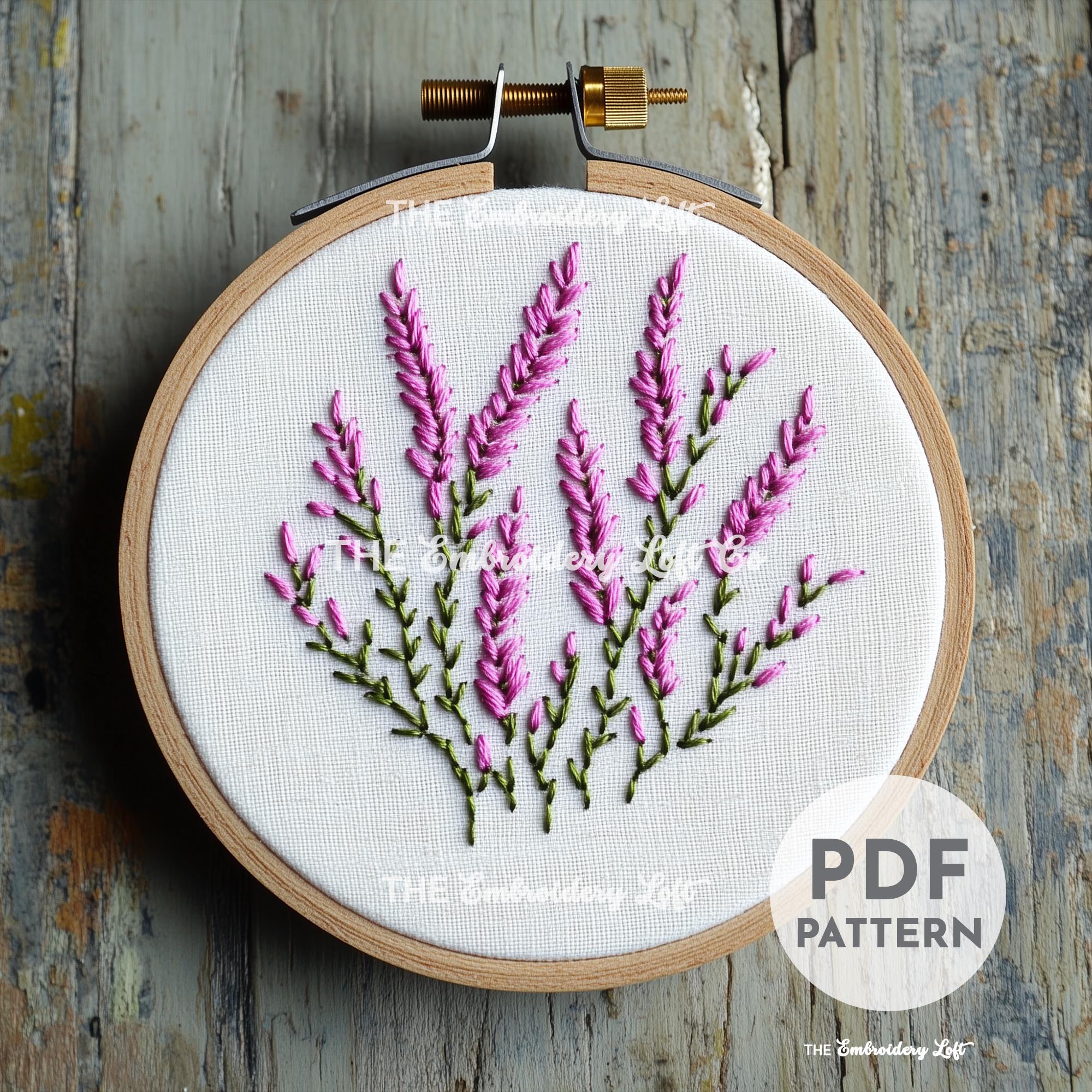 Pink Highland Heathers Hand Embroidery Pattern