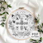Floral Cross Embroidery Pattern