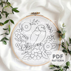 Yellow Budgie Hand Embroidery Pattern