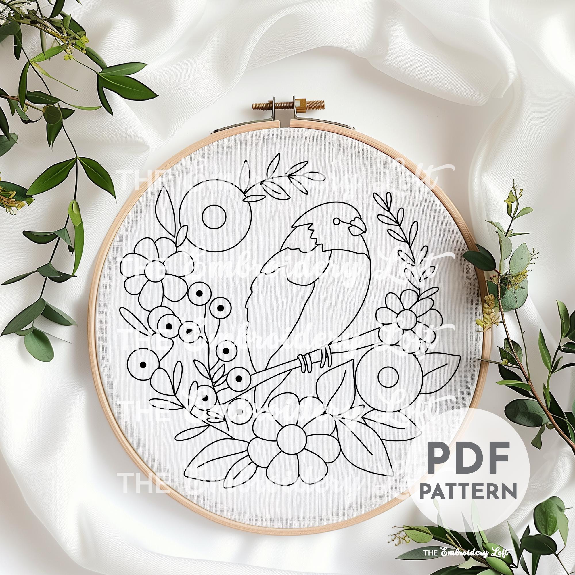 Yellow Budgie Hand Embroidery Pattern
