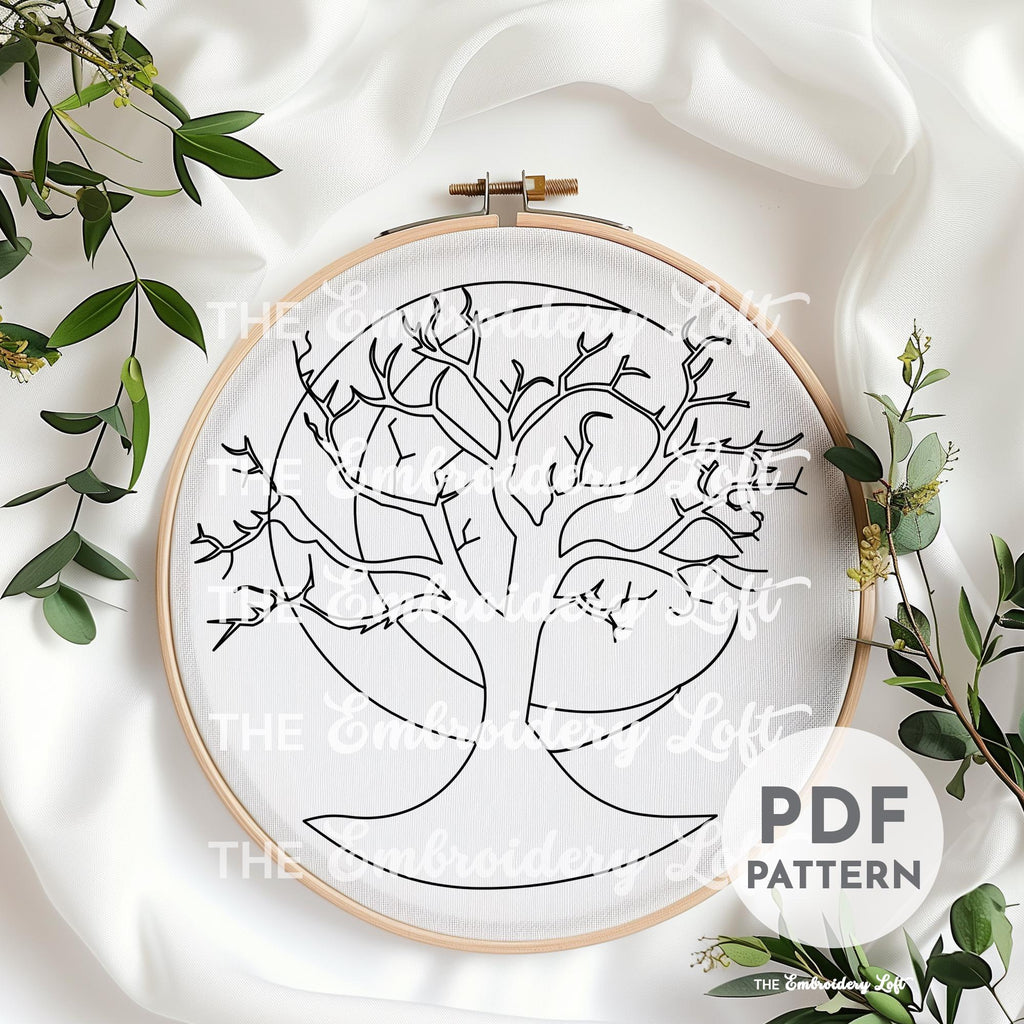 Haunted Tree Hand Embroidery Pattern
