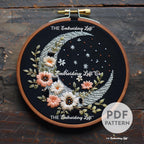Floral Moon Hand Embroidery Pattern