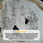Floral Cow Hand Embroidery Pattern