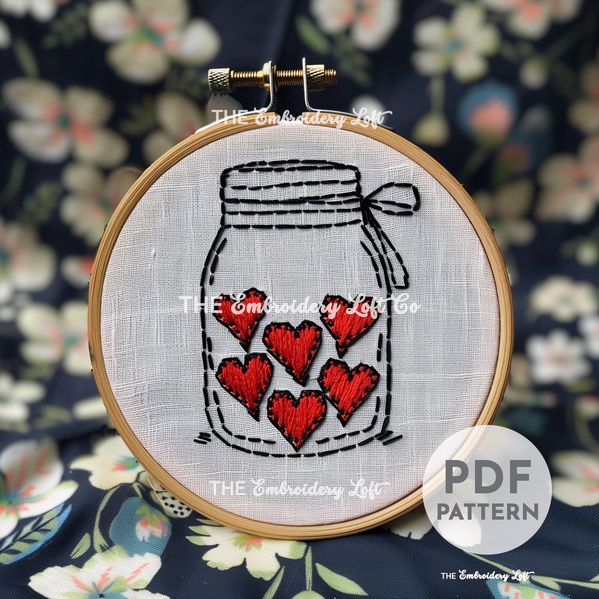 Jar of Hearts Hand Embroidery Pattern