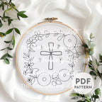 Floral Cross Embroidery Pattern