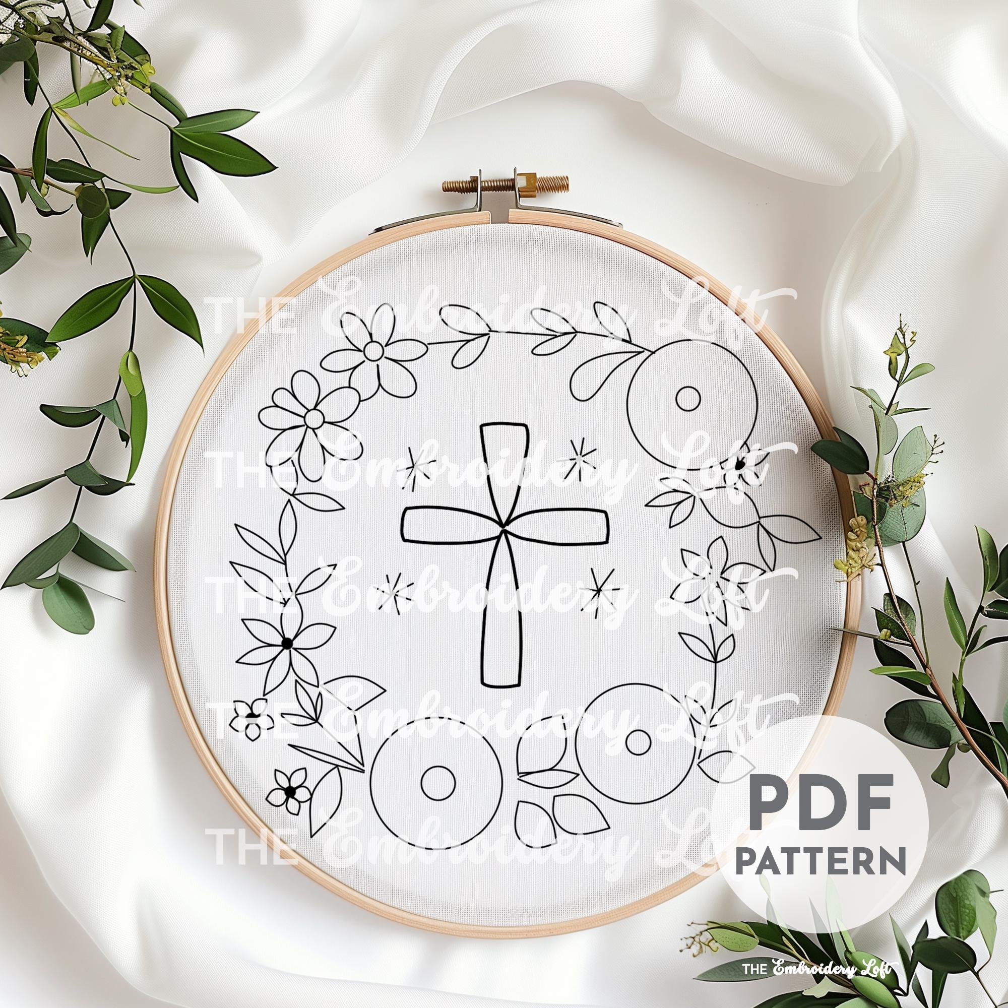 Floral Cross Embroidery Pattern