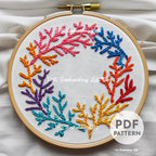 Coral Wreath Hand Embroidery Pattern
