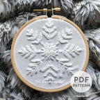 White Snowflake Hand Embroidery Pattern