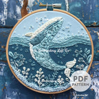 Blue Whale Hand Embroidery Pattern