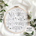 Floral Witch Hat Hand Embroidery Pattern