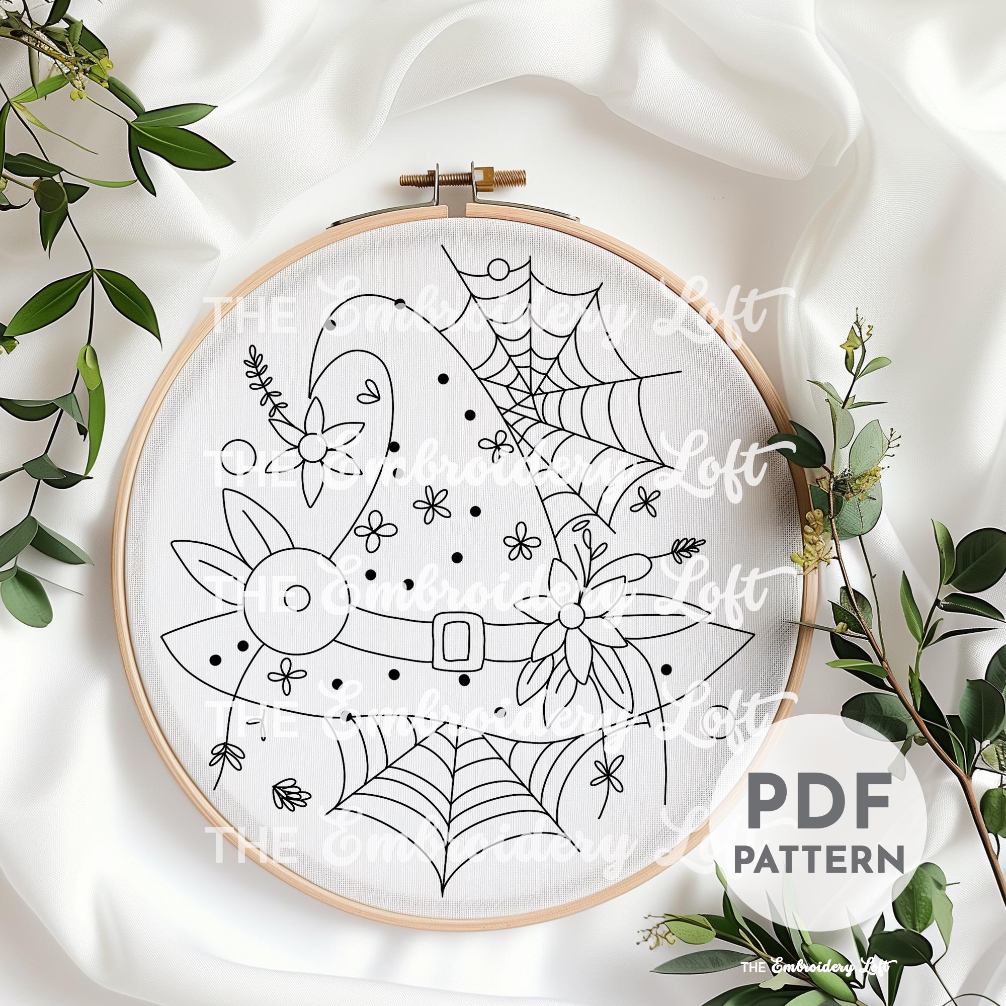 Floral Witch Hat Hand Embroidery Pattern