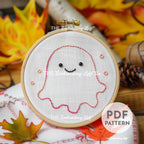 Cute Pink Ghost Hand Embroidery Pattern