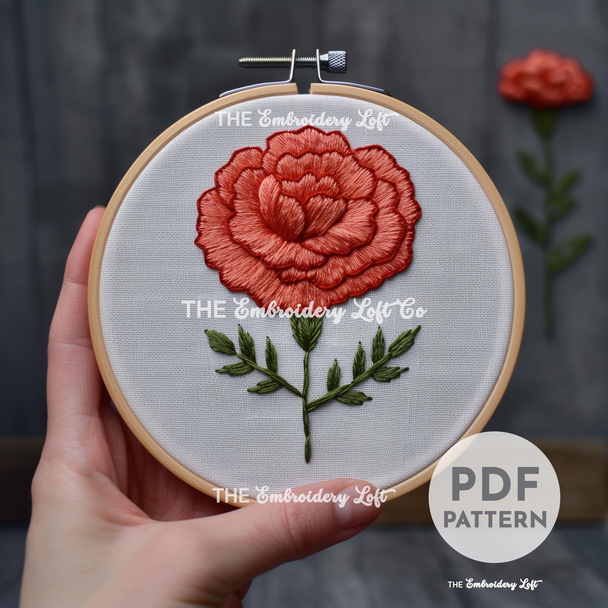 Carnation Hand Embroidery Pattern