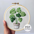 Monstera Plant Hand Embroidery Pattern