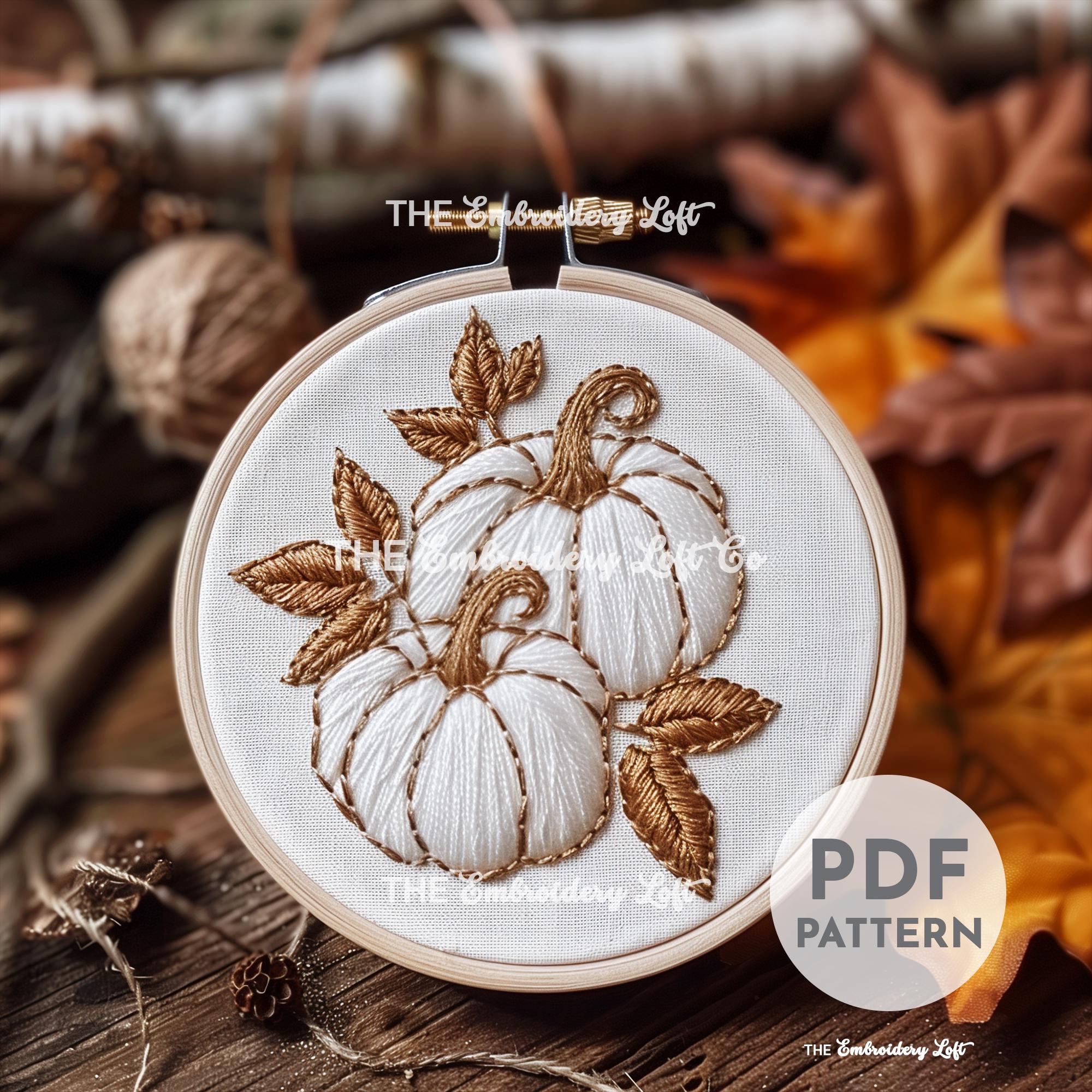 Golden Pumpkin Patch Hand Embroidery Pattern