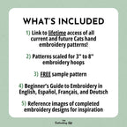 MINI COLLECTION, Cats Hand Embroidery Pattern Collection, Current and Future Designs, Lifetime Access, Hand Embroidery, Embroidery PDF