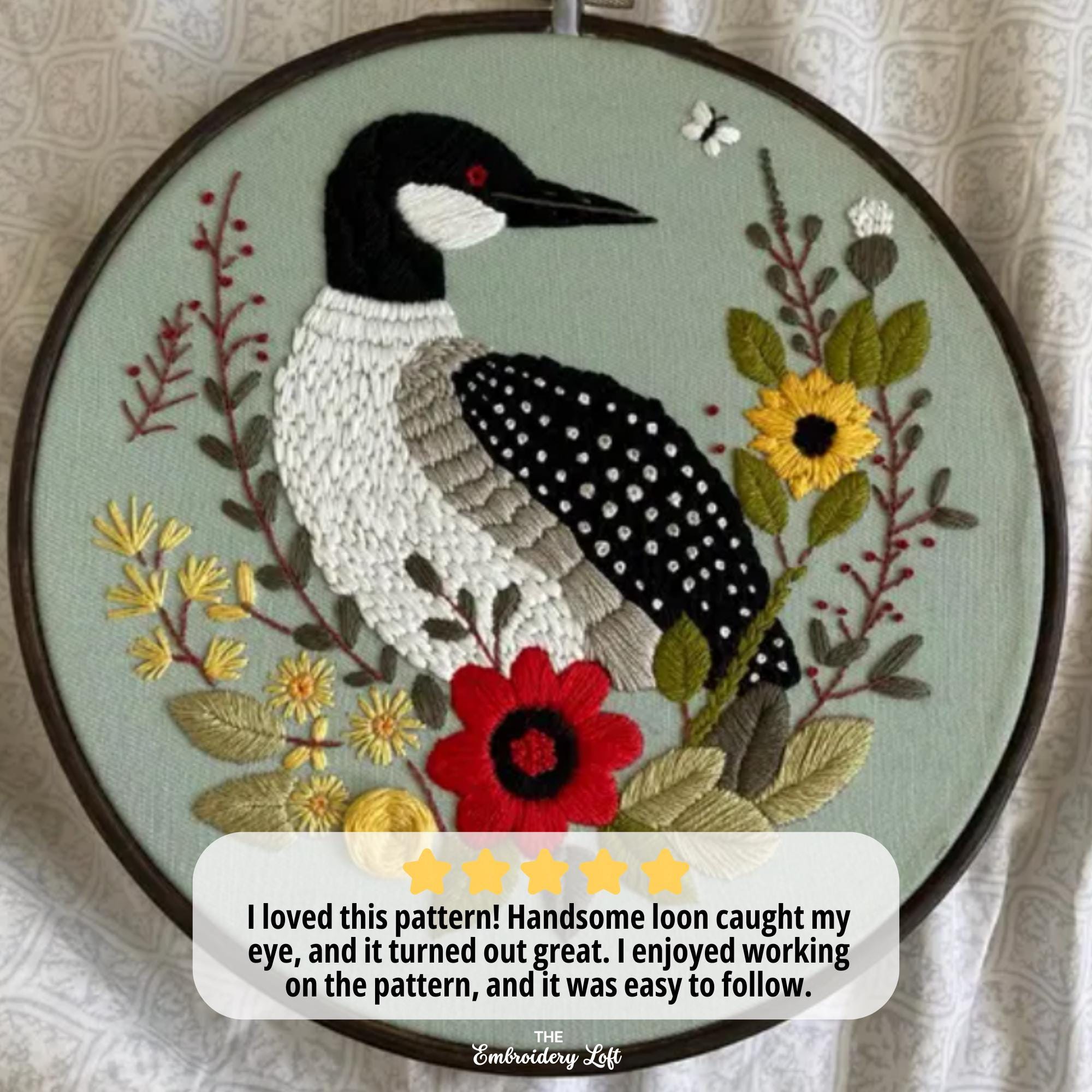 Canadian Loon Hand Embroidery Pattern