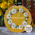 Daisy Wreath Hand Embroidery Pattern