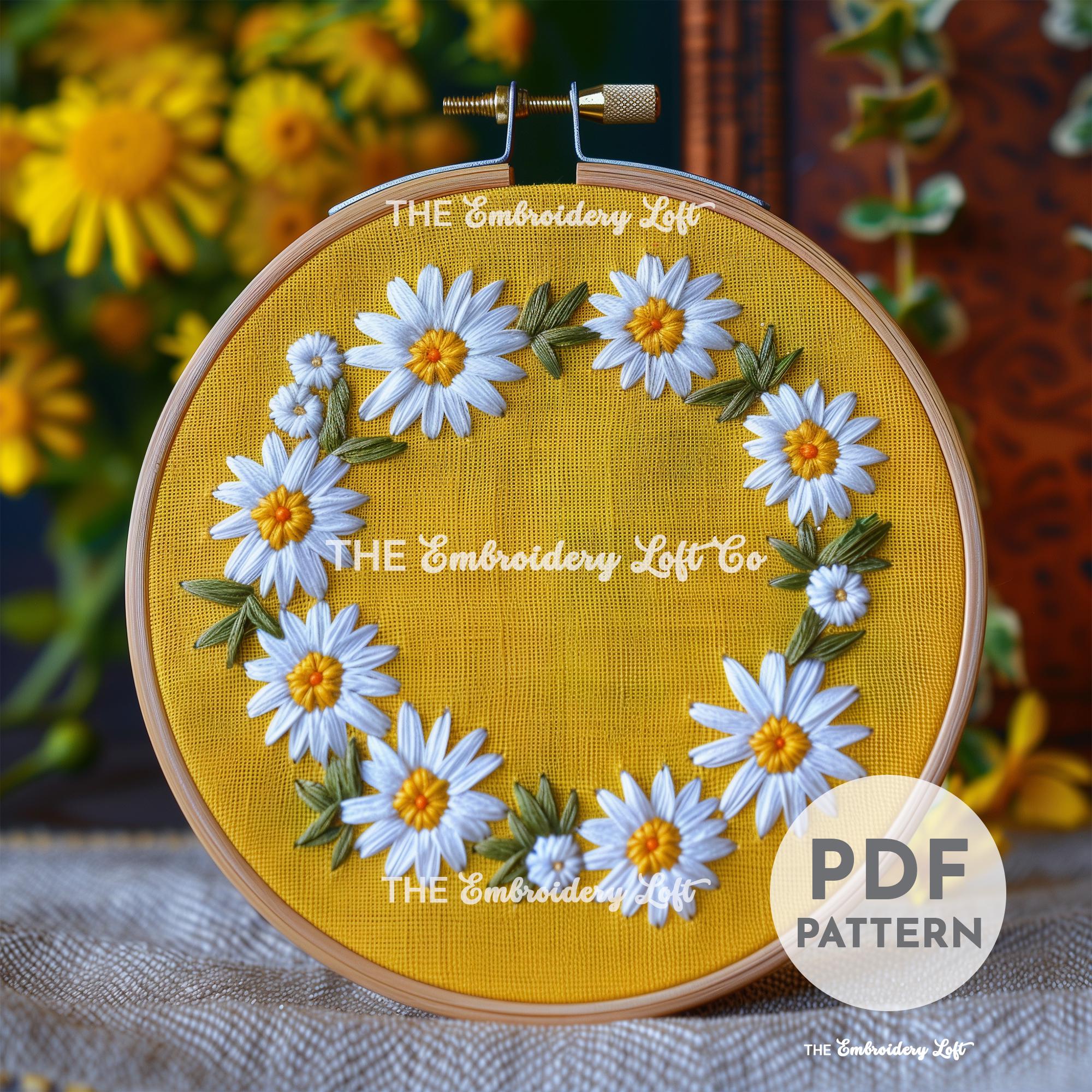 Daisy Wreath Hand Embroidery Pattern