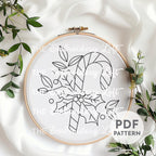 Candy Cane Hand Embroidery Pattern