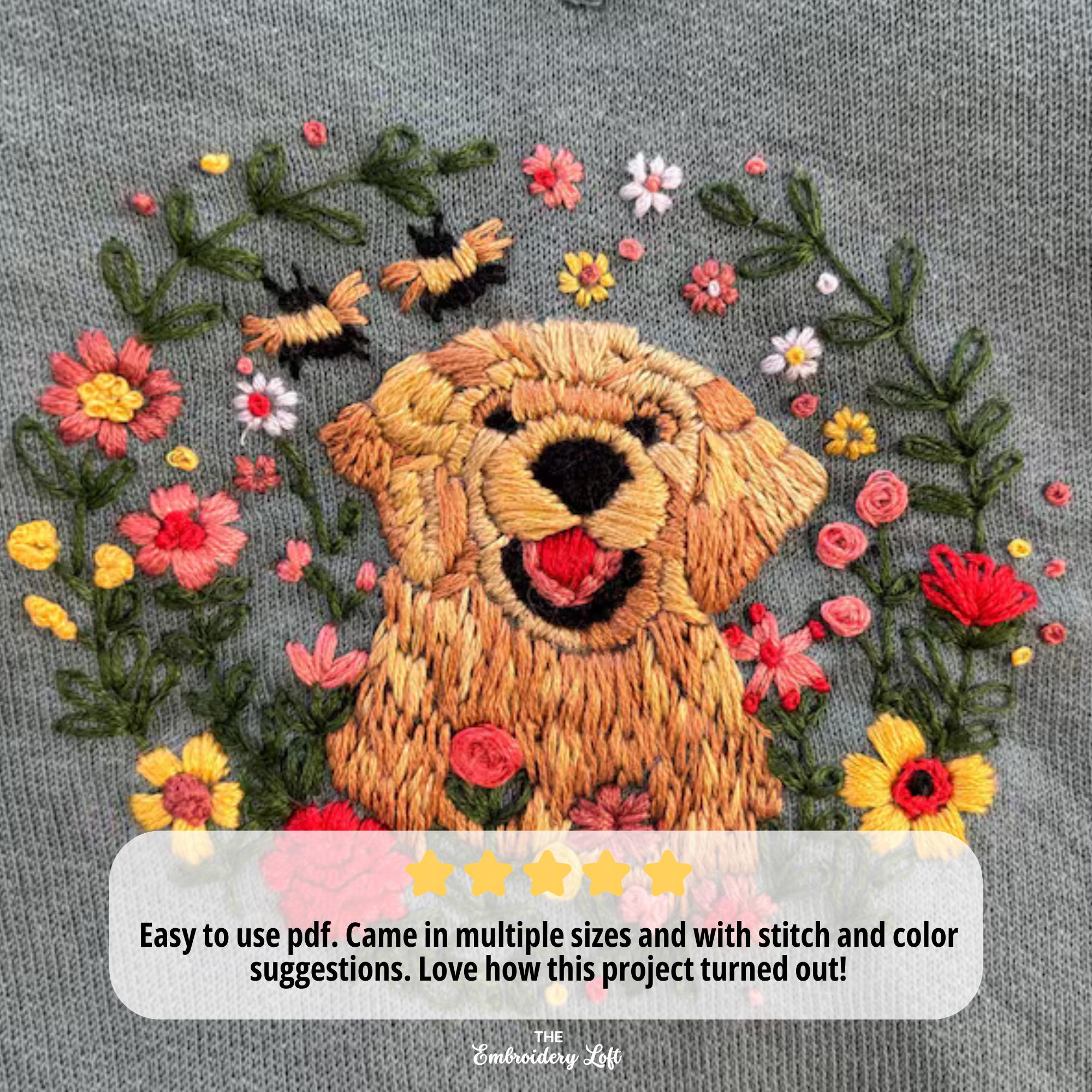 Golden Retriever Hand Embroidery Pattern