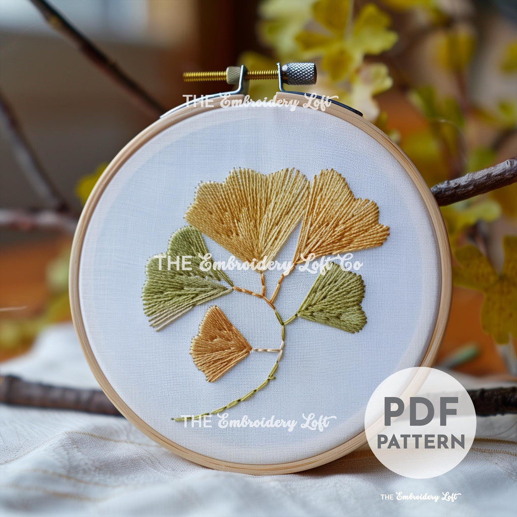 Ginkgo Leaves Hand Embroidery Pattern
