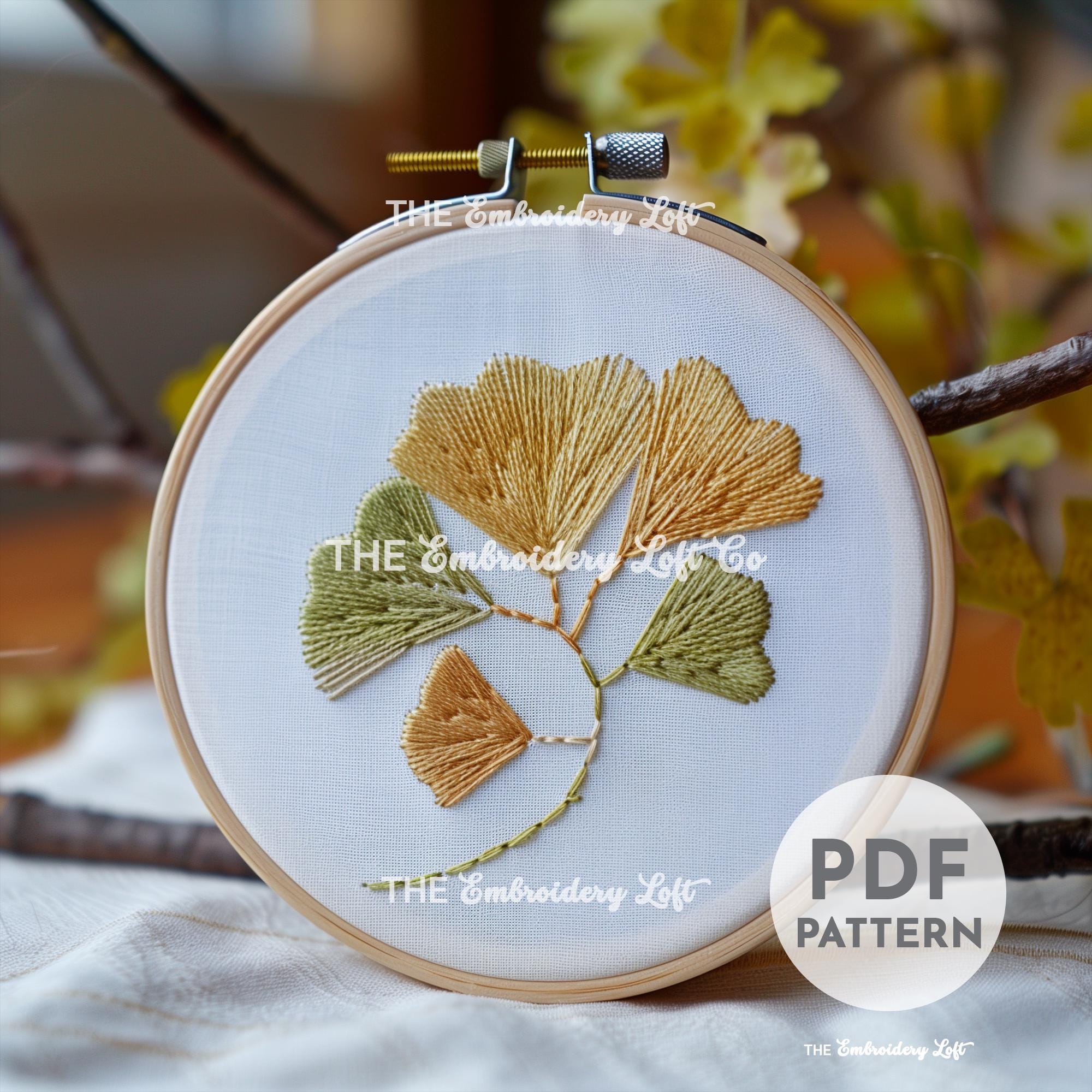 Ginkgo Leaves Hand Embroidery Pattern