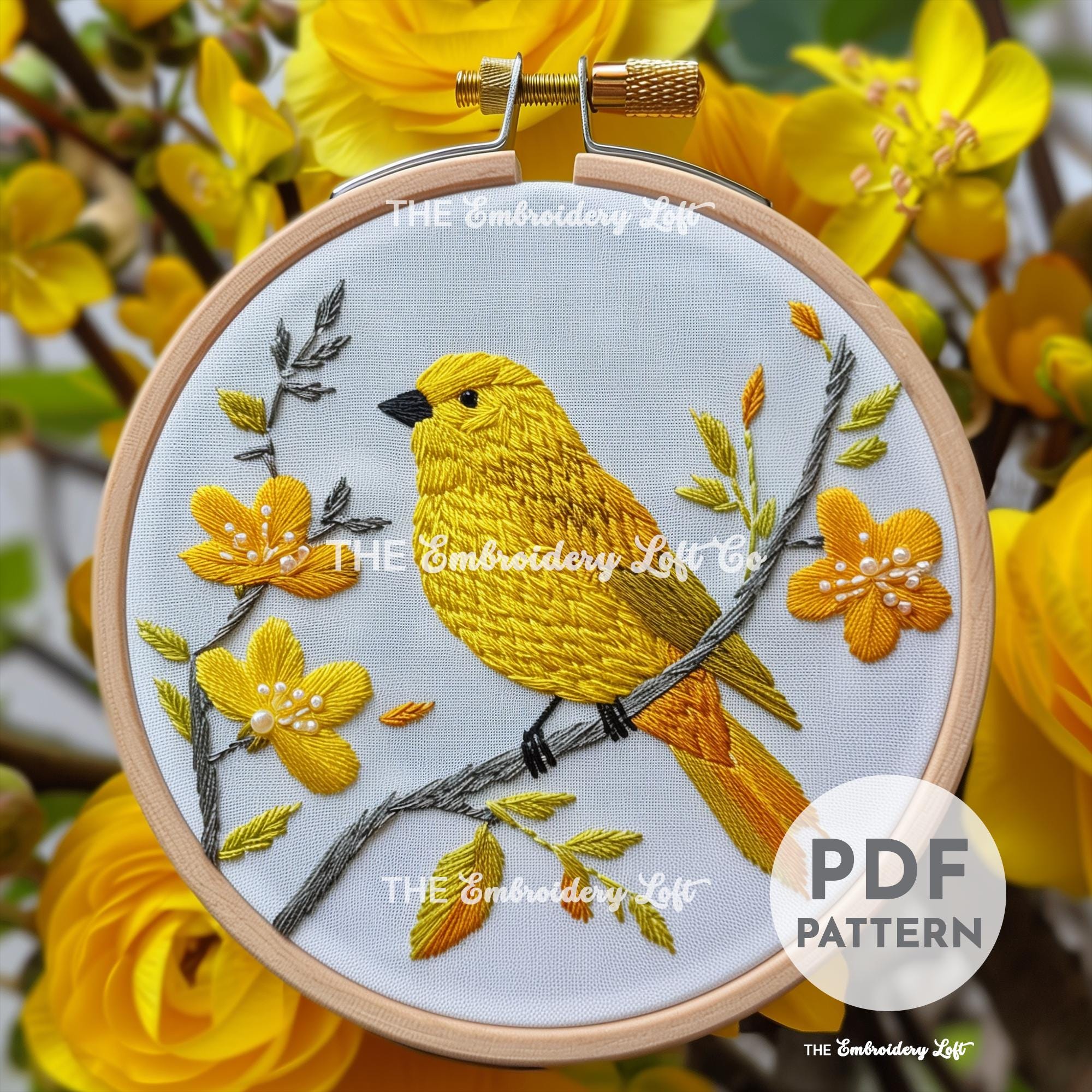 Yellow Canary Hand Embroidery Pattern