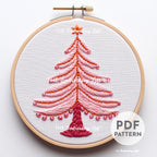 Pink Christmas Tree Hand Embroidery Pattern