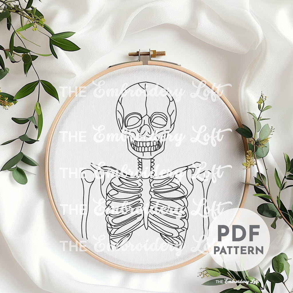 Retro Skeleton Hand Embroidery Pattern