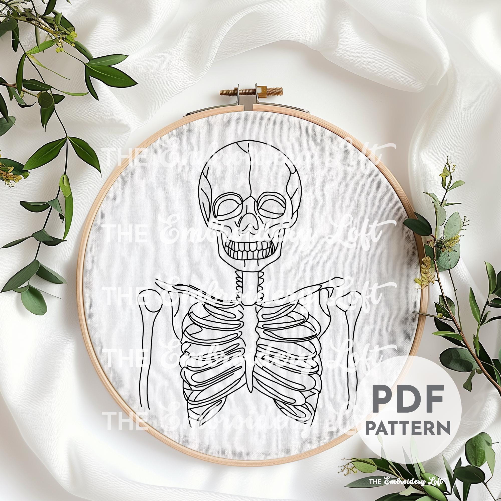 Retro Skeleton Hand Embroidery Pattern