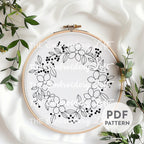 Peachy Wreath Hand Embroidery Pattern