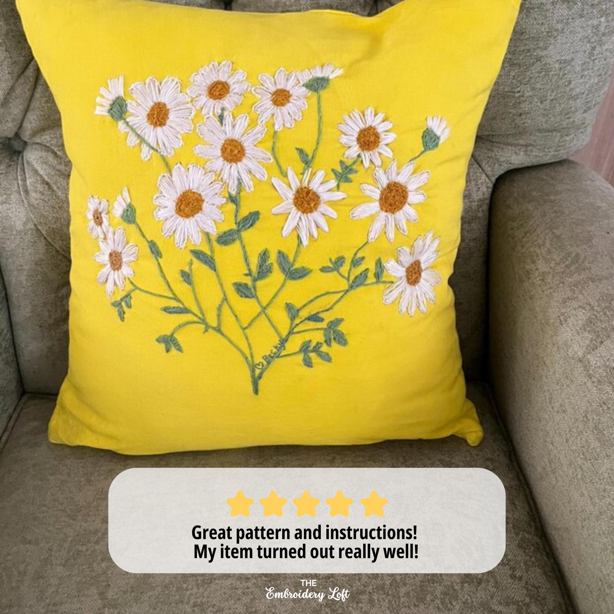 Yellow and White Daisies Hand Embroidery Pattern