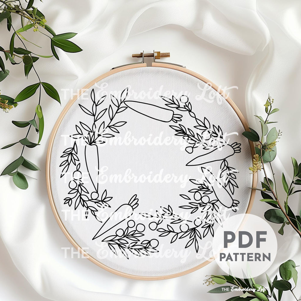 Carrot Wreath Hand Embroidery Pattern