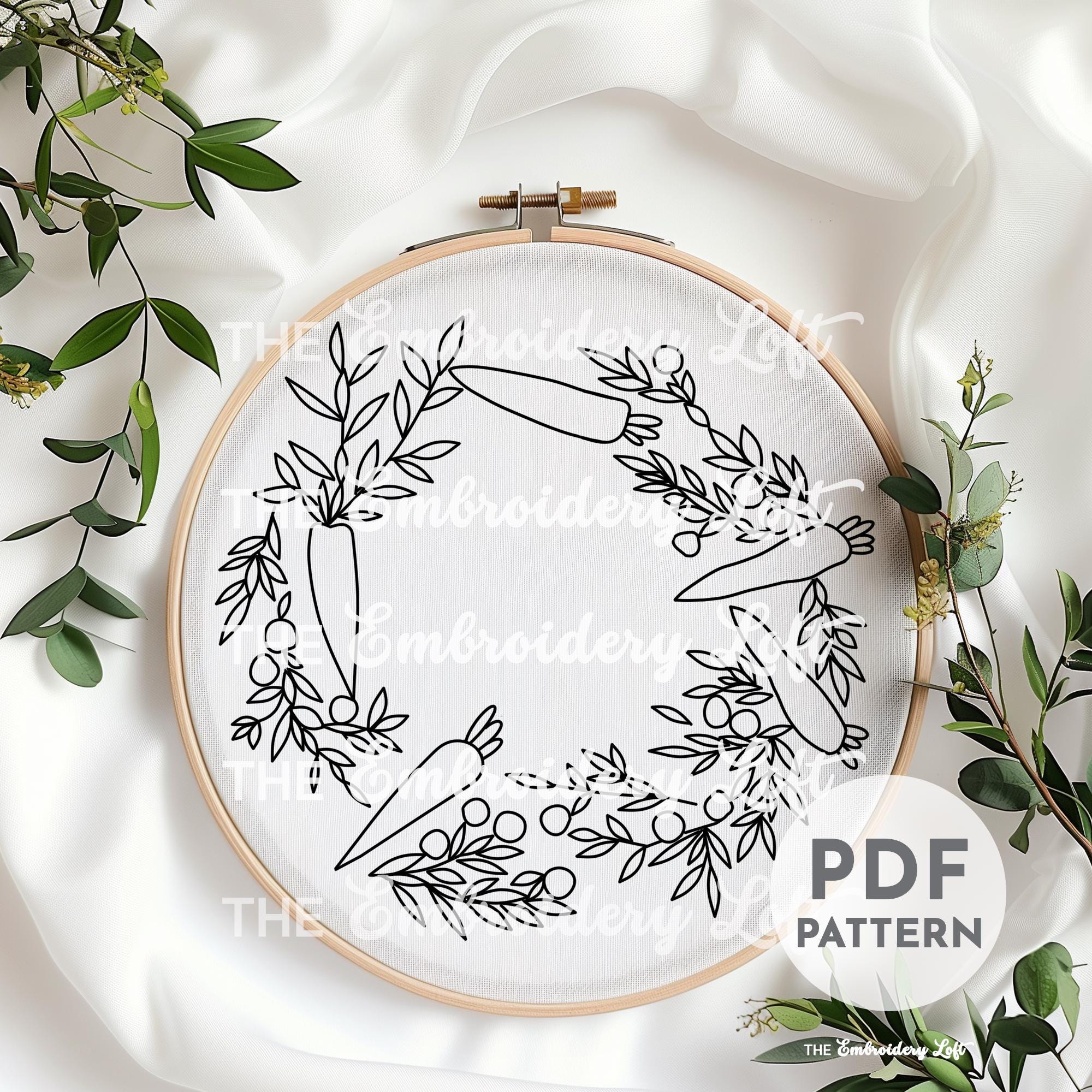 Carrot Wreath Hand Embroidery Pattern