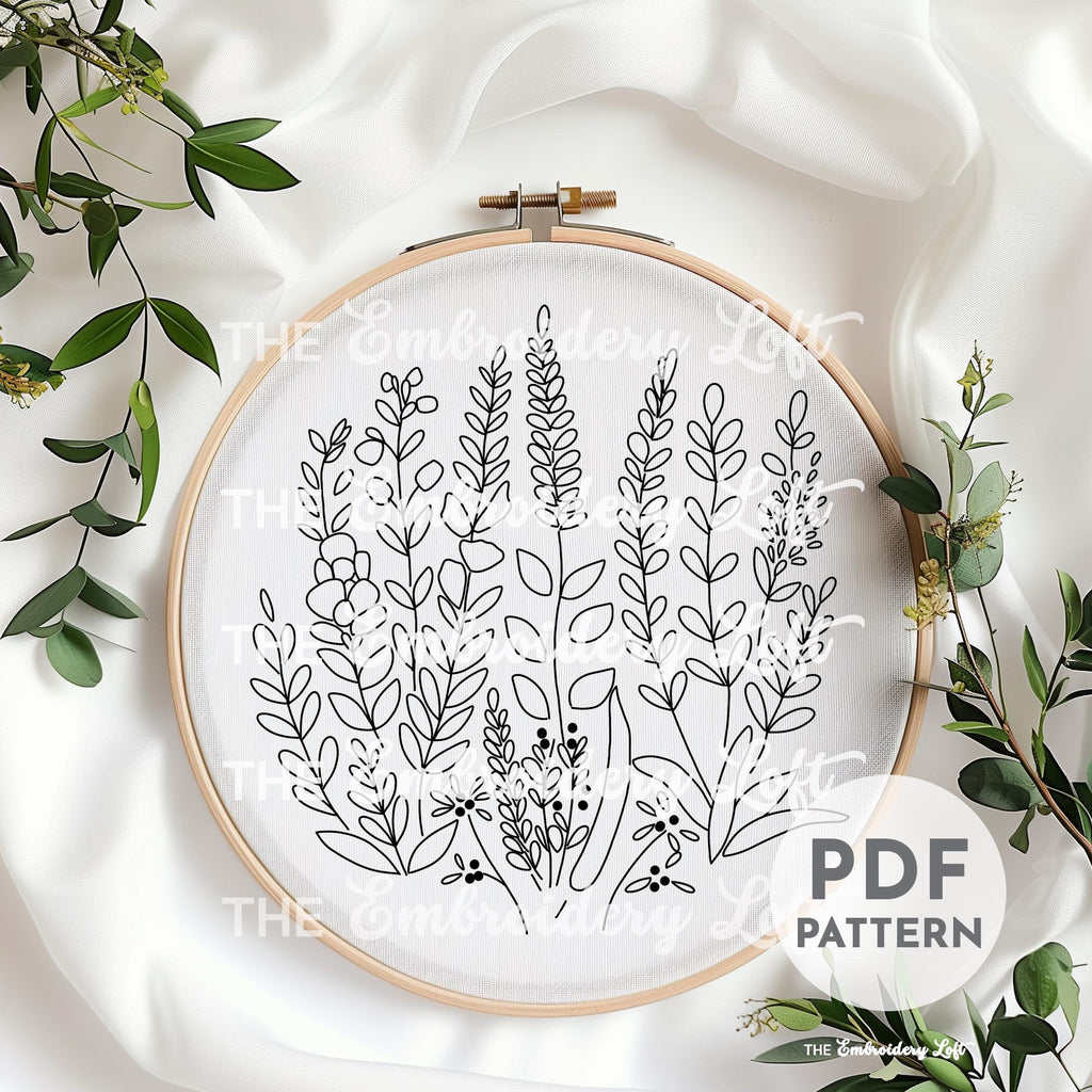 Meadow of Wildflowers Hand Embroidery Pattern