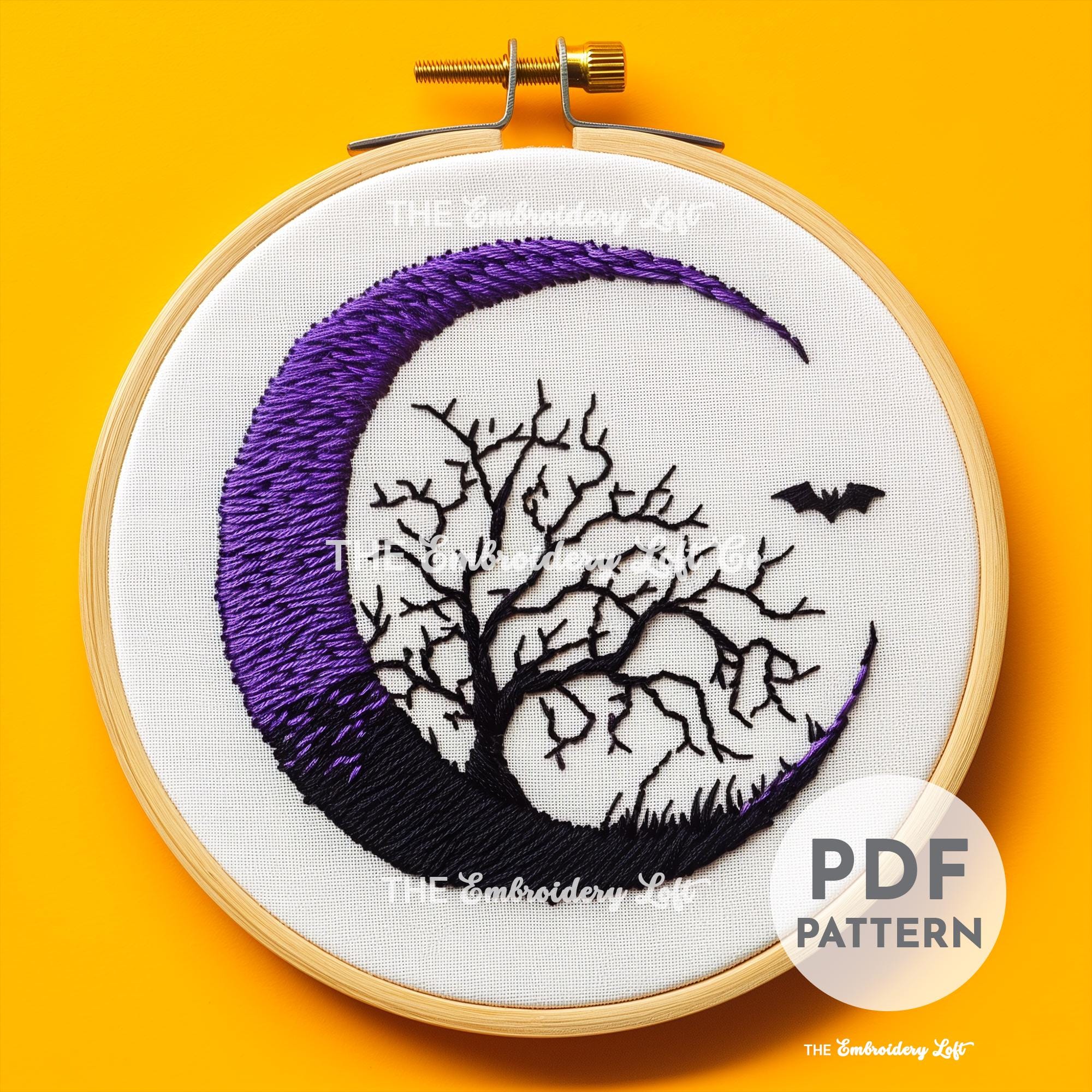 Spooky Tree Hand Embroidery Pattern