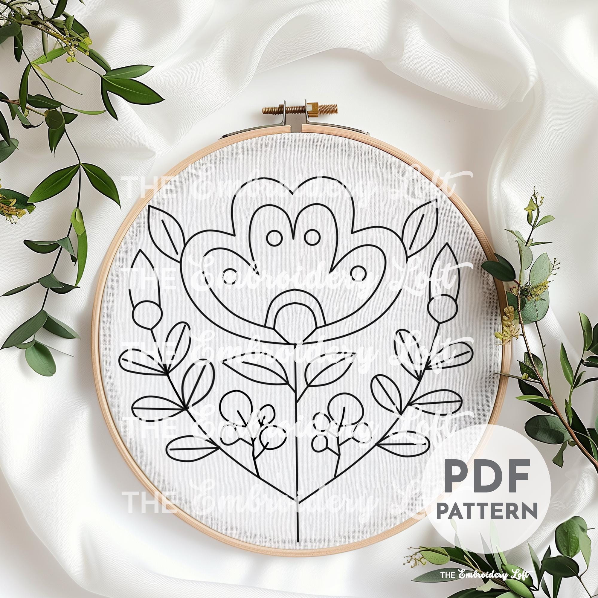 Pink Folk Flower Hand Embroidery Pattern