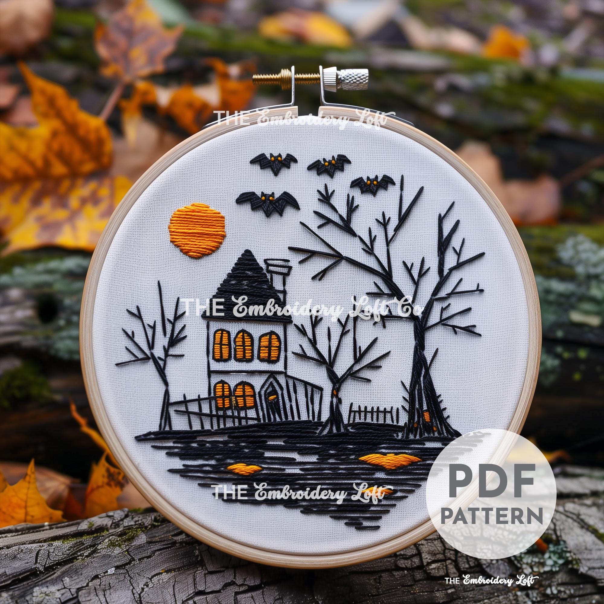 Haunted House Hand Embroidery Pattern