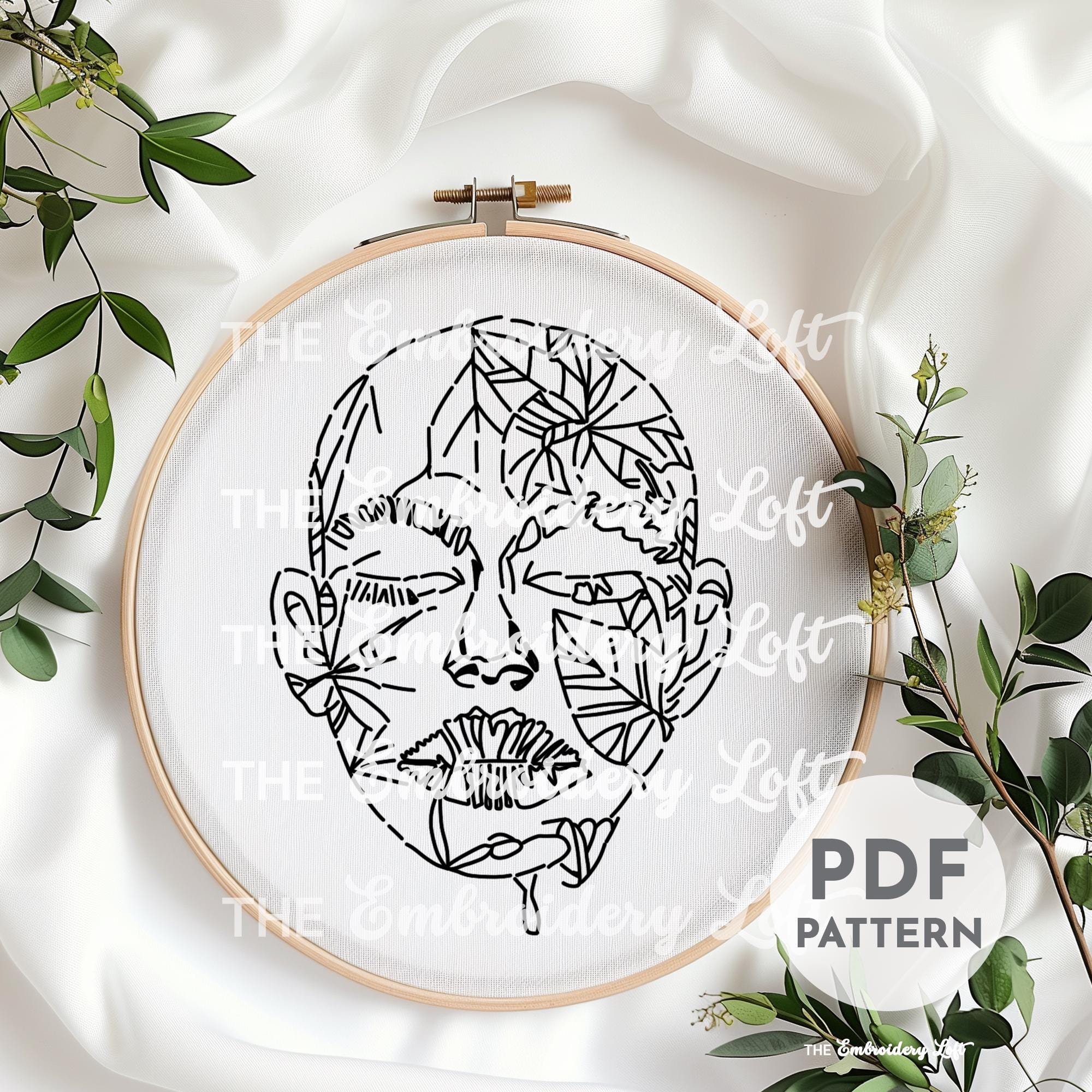 Witchy Mask Hand Embroidery Pattern