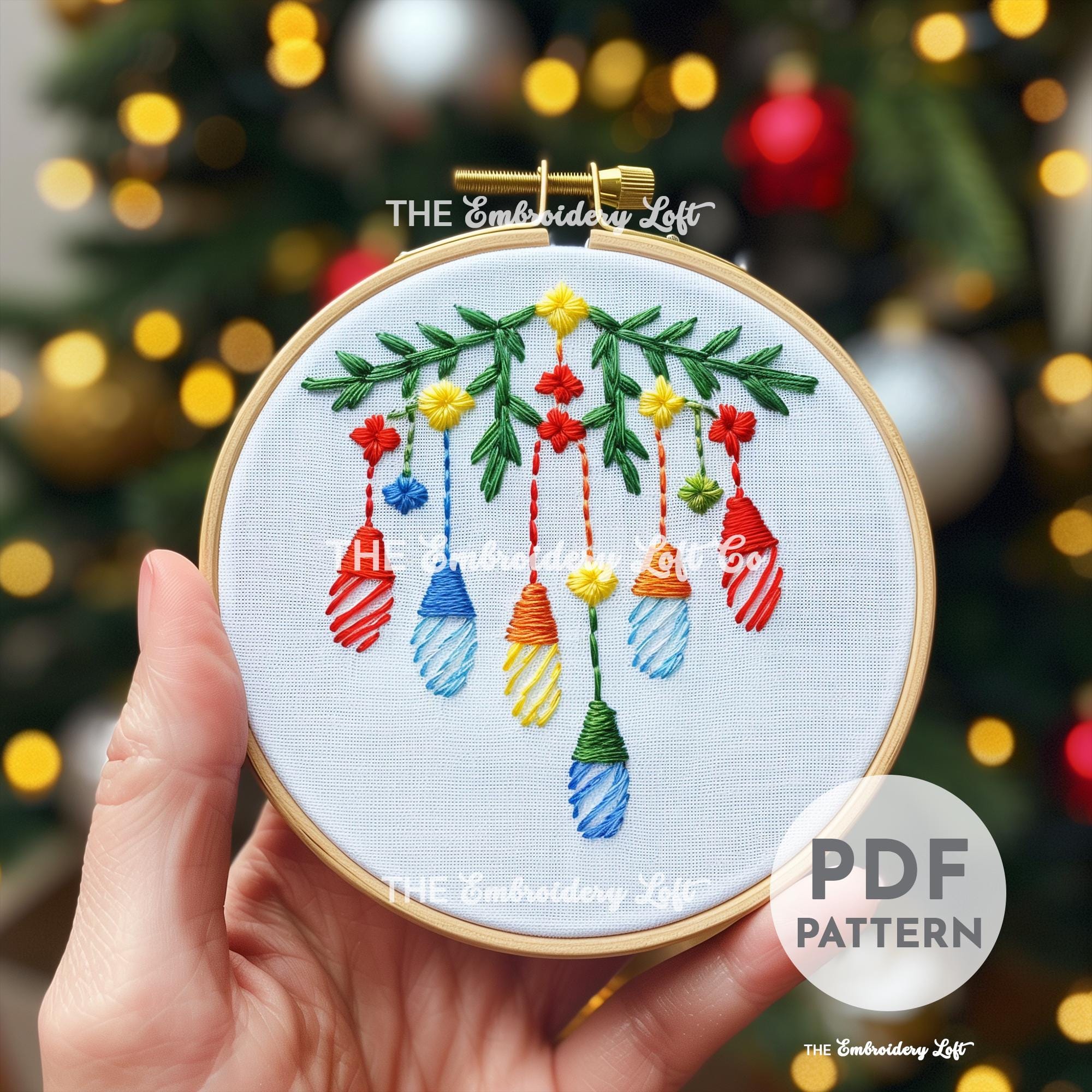Christmas Lights Hand Embroidery Pattern