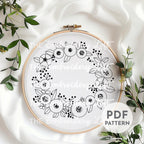 Blooming Wreath Hand Embroidery Pattern