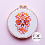 Pink Calaca Hand Embroidery Pattern
