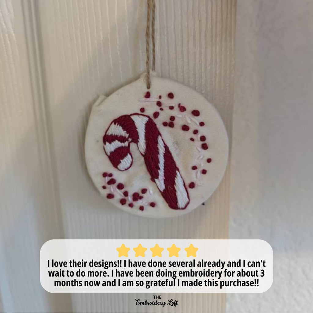 Peppermint Candy Cane Hand Embroidery Pattern